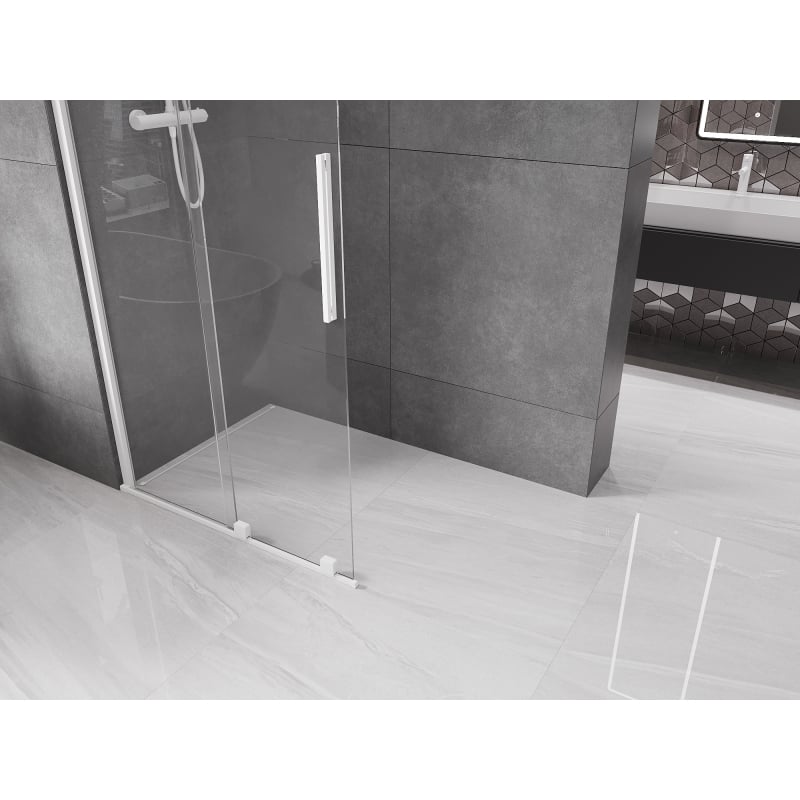 Mexen Velar Walk-in Sliding Shower Screen 100 x 200 cm, Transparent, 8 mm, White - 871-100-000-03-20