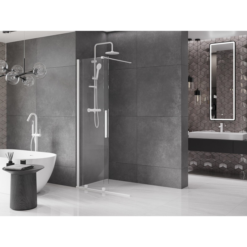 Mexen Velar Walk-in Sliding Shower Screen 100 x 200 cm, Transparent, 8 mm, White - 871-100-000-03-20