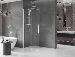 Mexen Velar Walk-in Shower Panel 120 x 200 cm, Transparent 8 mm, White - 871-120-000-03-20