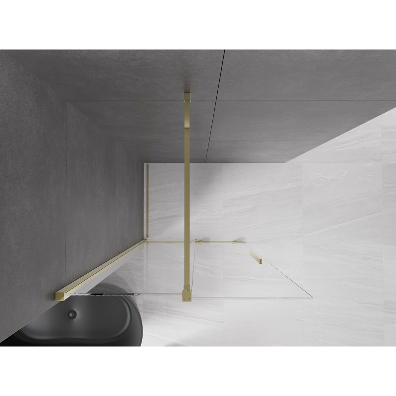 Mexen Velar Sliding Walk-in Shower Wall 90 x 200 cm, Transparent 8 mm, Gold - 871-090-000-03-50