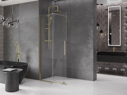 Mexen Velar Walk-in Shower Screen 100 x 200 cm, Transparent 8 mm, Gold - 871-100-000-03-50