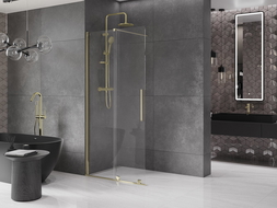 Mexen Velar Walk-in Shower Wall 75 x 200 cm, Transparent 8 mm, Gold - 871-075-000-03-50