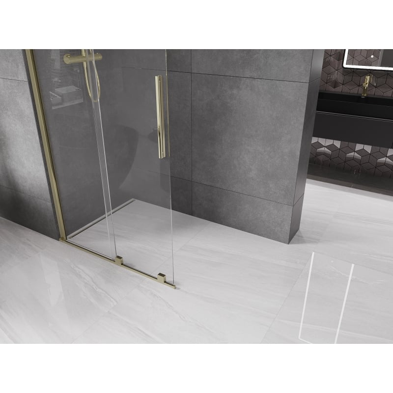 Mexen Velar Sliding Walk-in Shower Wall 90 x 200 cm, Transparent 8 mm, Gold - 871-090-000-03-50
