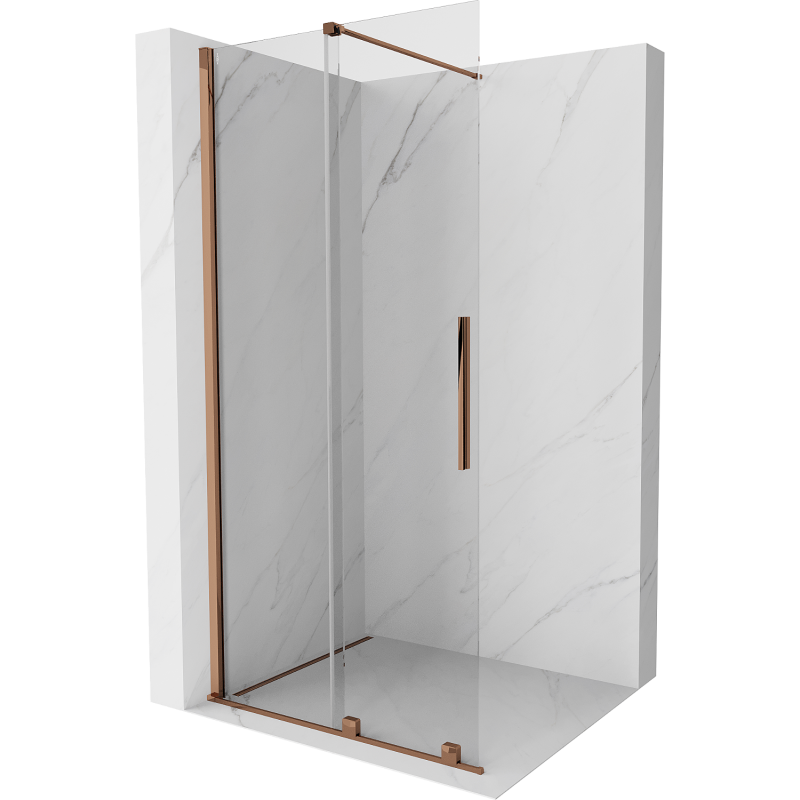 Mexen Velar Walk-in Shower Screen Sliding 70 x 200 cm, Transparent 8 mm, Rose Gold - 871-070-000-03-60