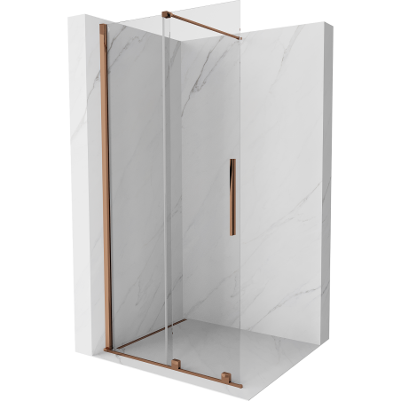 Mexen Velar Walk-in Sliding Shower Wall 70 x 200 cm, Transparent 8 mm, Rose Gold - 871-070-000-03-60