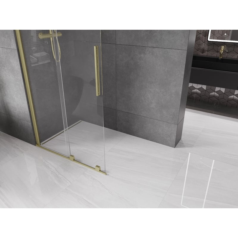 Mexen Velar Walk-in Sliding Shower Wall 70 x 200 cm, Transparent 8 mm, Gold Brushed - 871-070-000-03-55