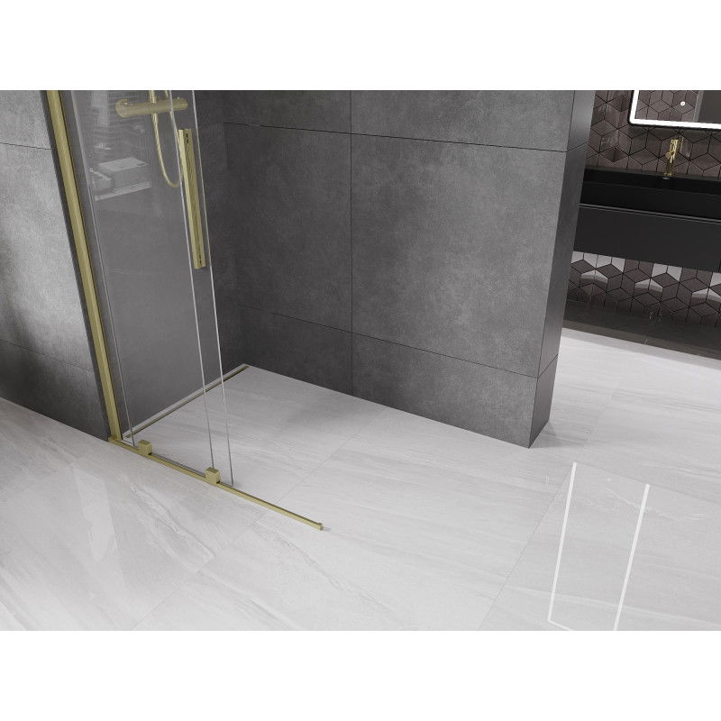 Mexen Velar sliding shower wall Walk-in 85 x 200 cm, transparent 8 mm, brushed gold - 871-085-000-03-55