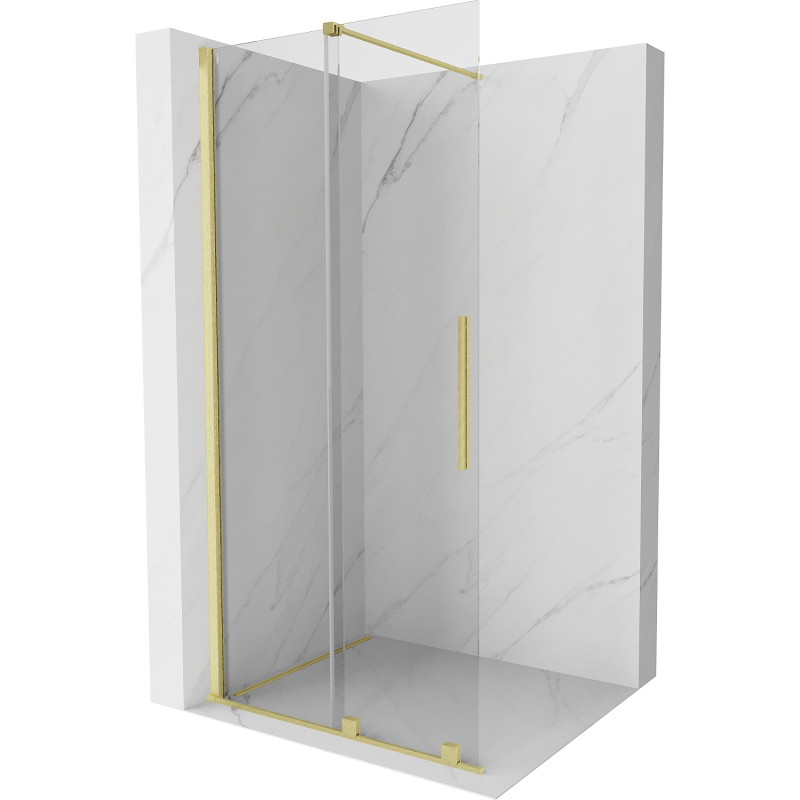Mexen Velar Sliding Shower Panel Walk-in 90 x 200 cm, Transparent 8 mm, Brushed Gold - 871-090-000-03-55