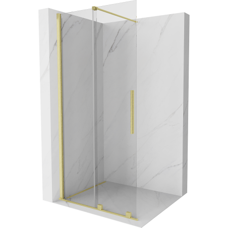 Mexen Velar sliding shower wall Walk-in 90 x 200 cm, transparent 8 mm, brushed gold - 871-090-000-03-55