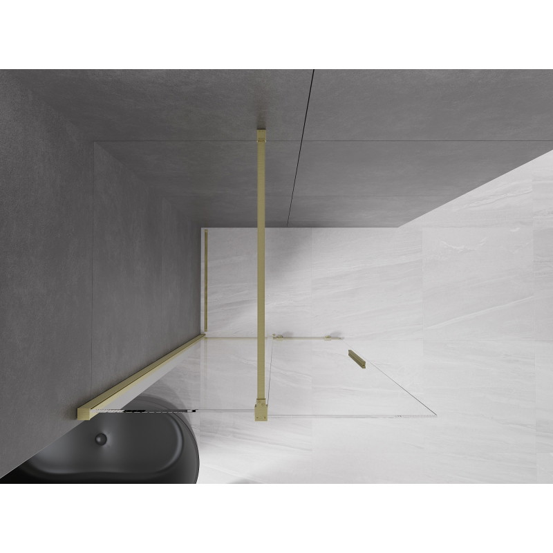 Mexen Velar Sliding Shower Panel Walk-in 90 x 200 cm, Transparent 8 mm, Brushed Gold - 871-090-000-03-55