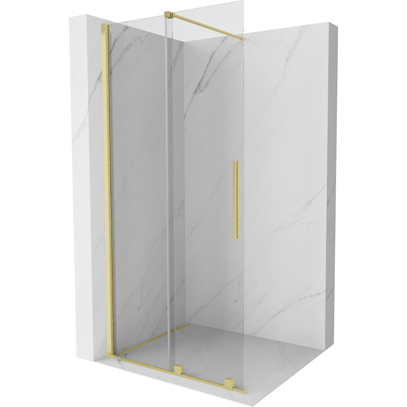 Mexen Velar sliding shower wall Walk-in 110 x 200 cm, transparent 8 mm, brushed gold - 871-110-000-03-55