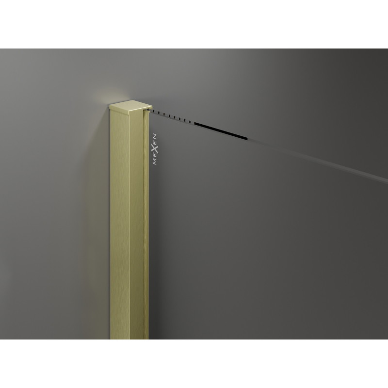 Mexen Velar Walk-in Sliding Shower Screen 110 x 200 cm, Transparent 8 mm, Brushed Gold - 871-110-000-03-55