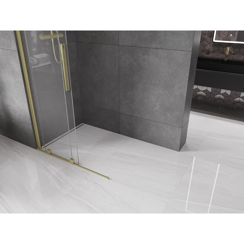 Mexen Velar Sliding Walk-in Shower Screen 120 x 200 cm, Transparent 8 mm, Brushed Gold - 871-120-000-03-55