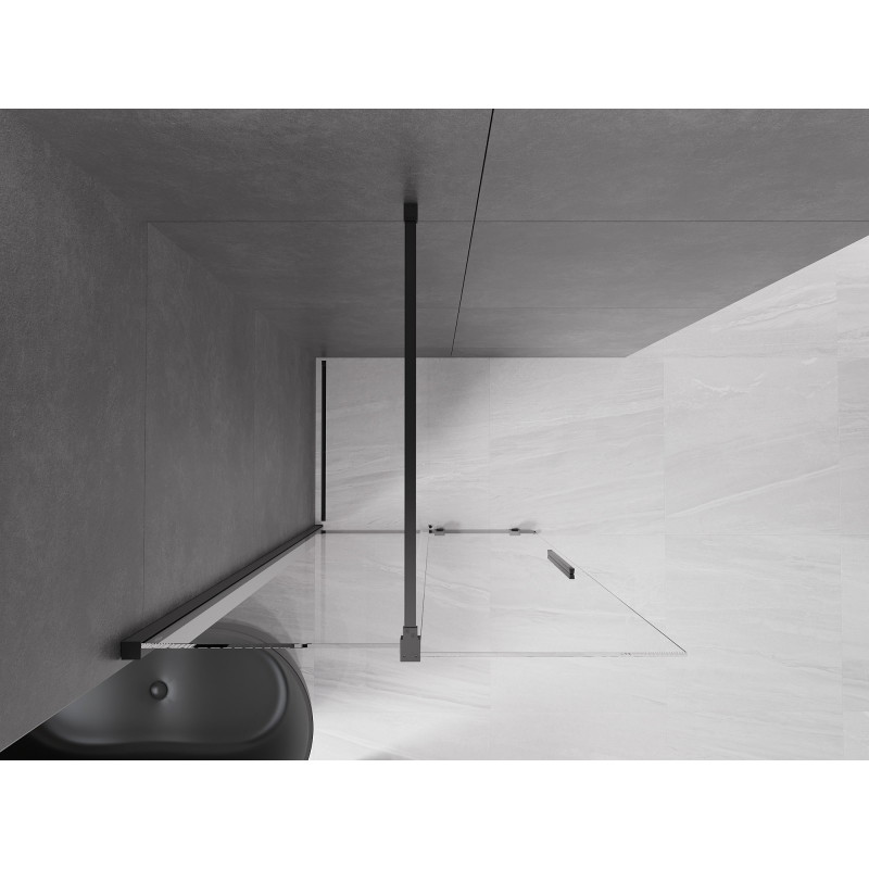 Mexen Velar sliding walk-in shower wall 70 x 200 cm, transparent 8 mm, black - 871-070-000-03-70