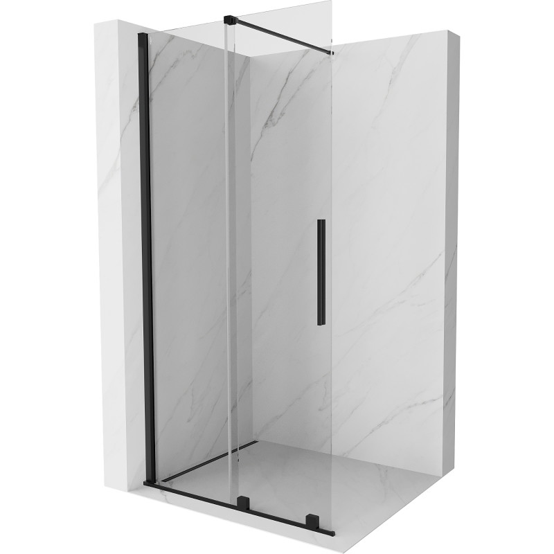 Mexen Velar sliding Walk-in shower wall 80 x 200 cm, transparent 8 mm, black - 871-080-000-03-70