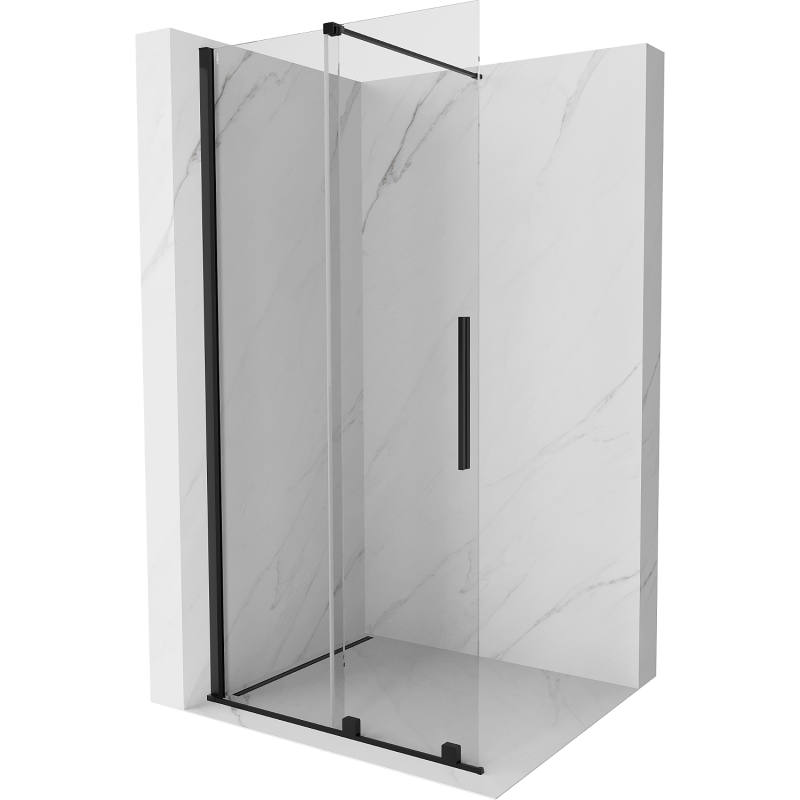 Mexen Velar sliding walk-in shower wall 85 x 200 cm, transparent 8 mm, black - 871-085-000-03-70