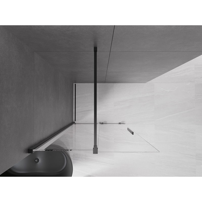 Mexen Velar sliding walk-in shower wall 85 x 200 cm, transparent 8 mm, black - 871-085-000-03-70