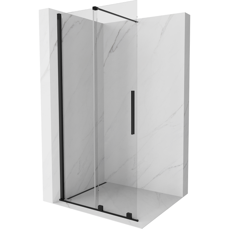 Mexen Velar sliding Walk-in shower wall 110 x 200 cm, transparent 8 mm, black - 871-110-000-03-70