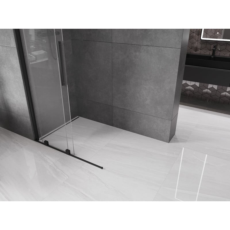 Mexen Velar sliding Walk-in shower wall 110 x 200 cm, transparent 8 mm, black - 871-110-000-03-70