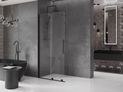 Mexen Velar sliding Walk-in shower wall 120 x 200 cm, transparent 8 mm, black - 871-120-000-03-70