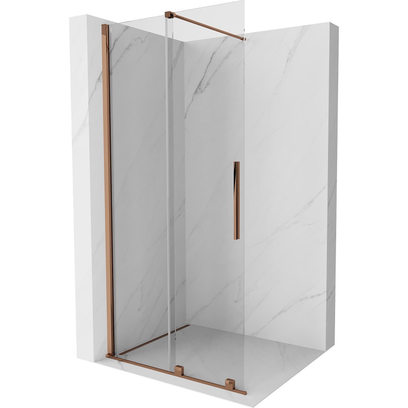 Mexen Velar Walk-in Sliding Shower Wall 90 x 200 cm, Transparent 8 mm, Rose Gold - 871-090-000-03-60