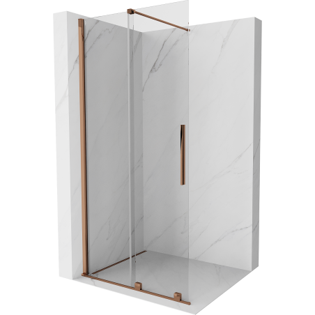 Mexen Velar Sliding Walk-in Shower Wall 90 x 200 cm, Transparent 8 mm, Rose Gold - 871-090-000-03-60