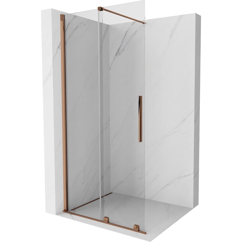Mexen Velar sliding walk-in shower wall 100 x 200 cm, transparent 8 mm, rose gold - 871-100-000-03-60