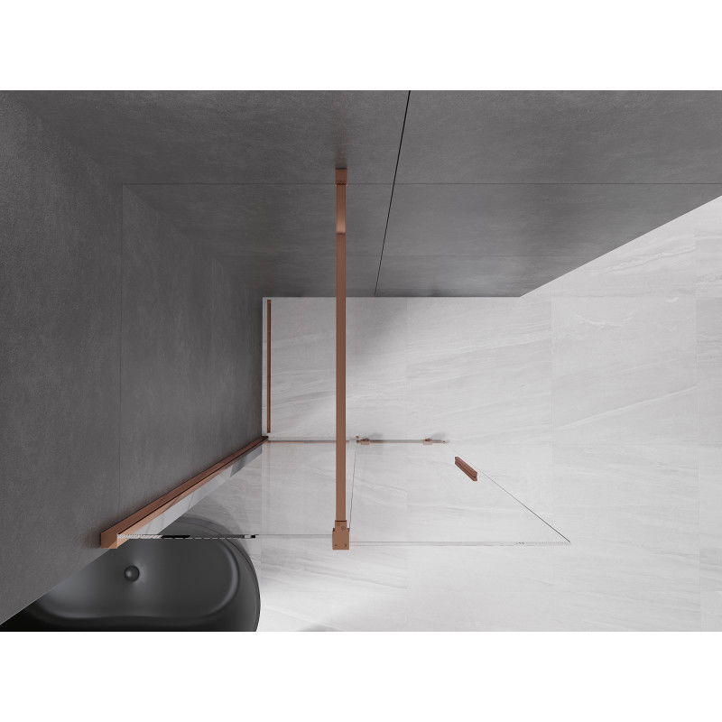 Mexen Velar sliding walk-in shower wall 110 x 200 cm, transparent 8 mm, rose gold - 871-110-000-03-60