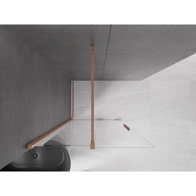 Mexen Velar Walk-in Sliding Shower Screen 70 x 200 cm, Transparent 8 mm, Brushed Copper - 871-070-000-03-65