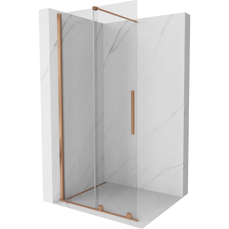 Mexen Velar sliding shower wall Walk-in 75 x 200 cm, transparent 8 mm, brushed copper - 871-075-000-03-65