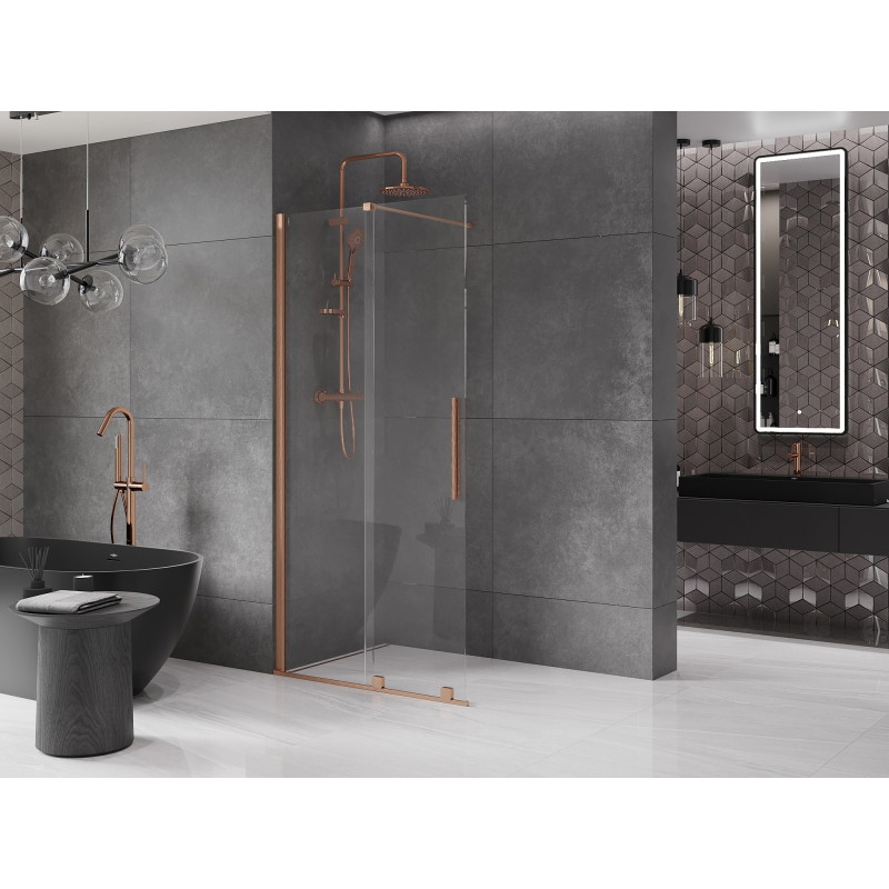 Mexen Velar Sliding Shower Screen Walk-in 80 x 200 cm, Transparent 8 mm, Brushed Copper - 871-080-000-03-65