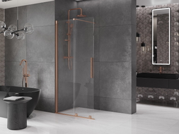 Mexen Velar walk-in sliding shower wall 85 x 200 cm, transparent 8 mm, brushed copper - 871-085-000-03-65