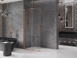 Mexen Velar Walk-in Shower Screen 90 x 200 cm, Transparent 8 mm, Brushed Copper - 871-090-000-03-65