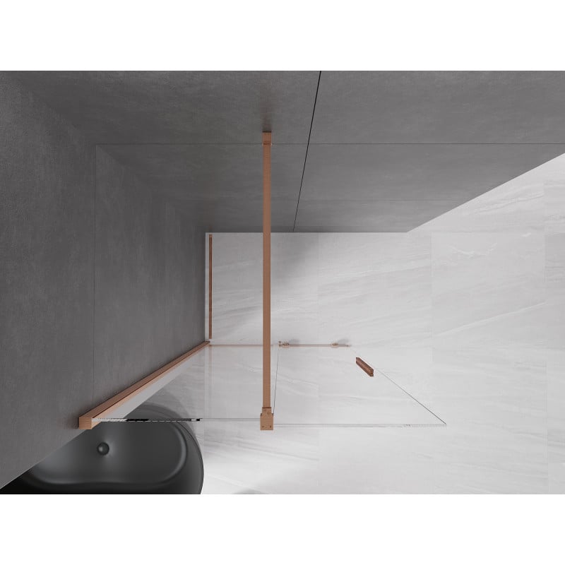 Mexen Velar sliding shower wall Walk-in 110 x 200 cm, transparent 8 mm, brushed copper - 871-110-000-03-65