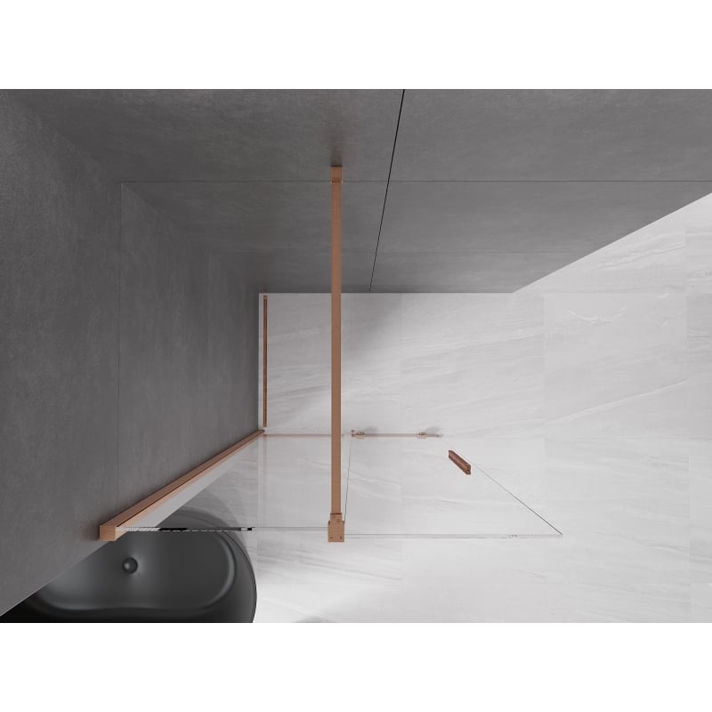 Mexen Velar Sliding Walk-in Shower Wall 120 x 200 cm, Transparent 8 mm, Brushed Copper - 871-120-000-03-65
