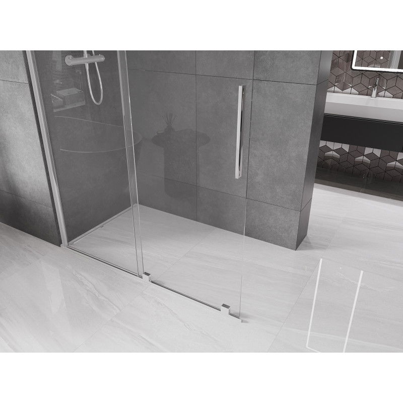 Mexen Velar Sliding Walk-in Shower Wall 130 x 200 cm, Transparent 8 mm, Chrome - 871-130-000-03-01