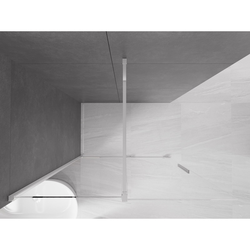 Mexen Velar Walk-in Sliding Shower Wall 130 x 200 cm, Transparent 8 mm, Chrome - 871-130-000-03-01