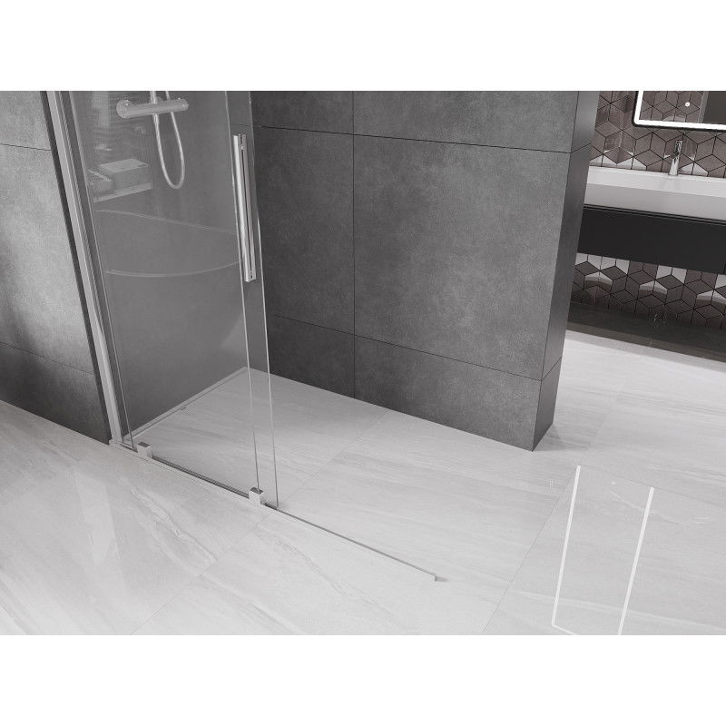 Mexen Velar sliding shower wall Walk-in 140 x 200 cm, transparent 8 mm, chrome - 871-140-000-03-01