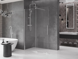 Mexen Velar Walk-in Shower Panel, 140 x 200 cm, Transparent 8 mm, Chrome - 871-140-000-03-01