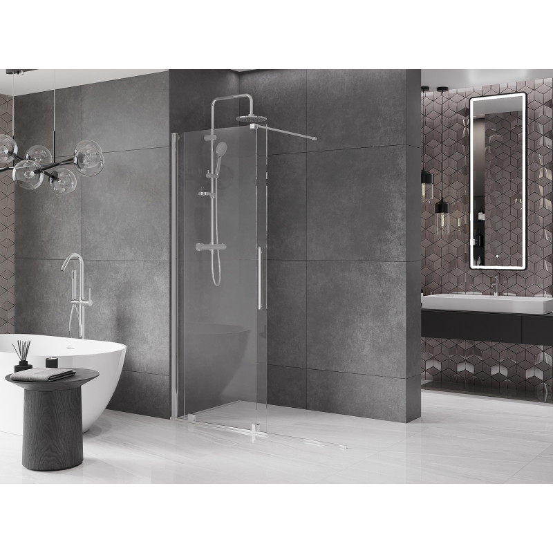 Mexen Velar Sliding Walk-in Shower Screen 140 x 200 cm, Transparent 8 mm, Chrome - 871-140-000-03-01