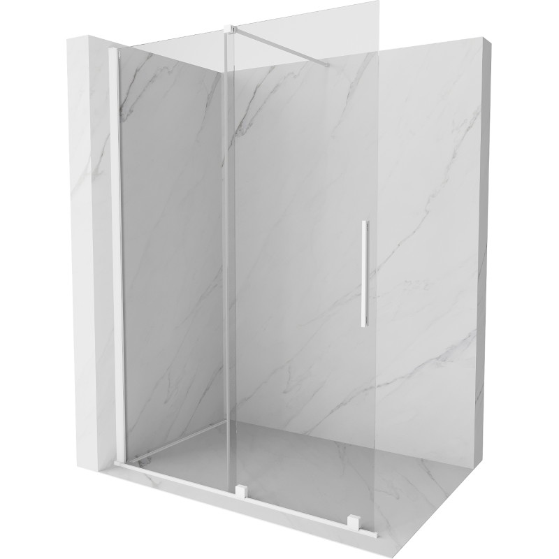 Mexen Velar Walk-in Sliding Shower Wall 140 x 200 cm, Transparent 8 mm, White - 871-140-000-03-20