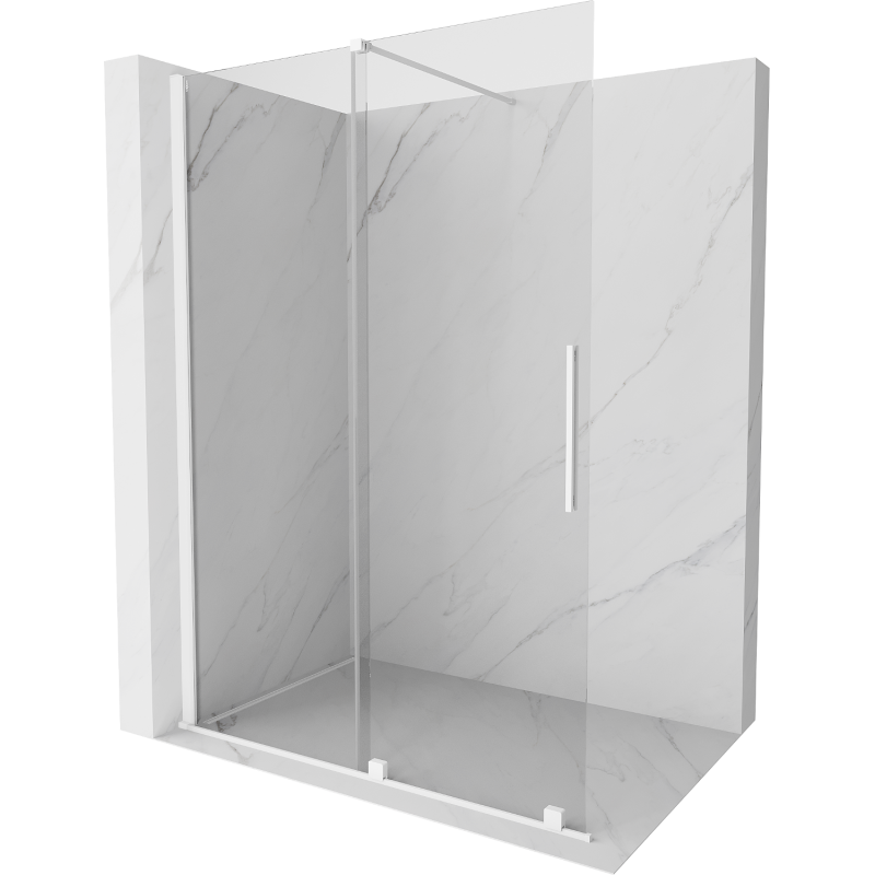 Mexen Velar Walk-in Shower Wall 130 x 200 cm, Transparent 8 mm, White - 871-130-000-03-20