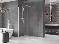 Mexen Velar Walk-in Shower Wall 130 x 200 cm, Transparent 8 mm, White - 871-130-000-03-20