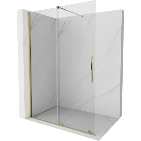 Mexen Velar Sliding Shower Wall Walk-in 140 x 200 cm, Transparent 8 mm, Gold - 871-140-000-03-50