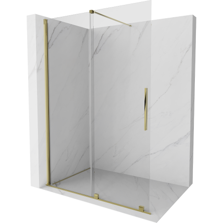 Mexen Velar sliding Walk-in shower wall 140 x 200 cm, transparent 8 mm, gold - 871-140-000-03-50