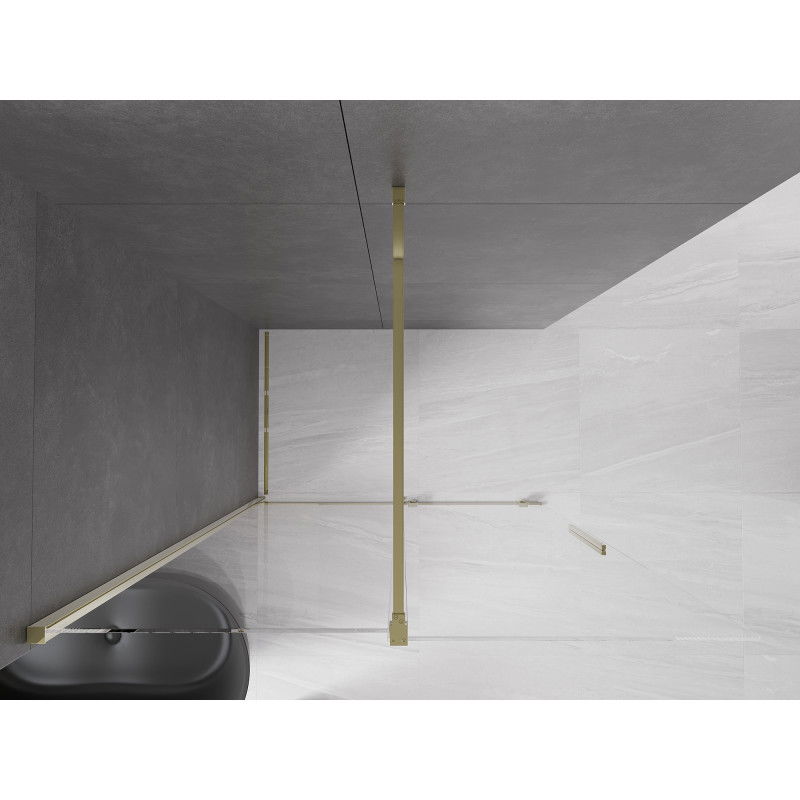 Mexen Velar sliding Walk-in shower wall 140 x 200 cm, transparent 8 mm, gold - 871-140-000-03-50