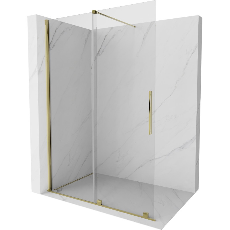 Mexen Velar sliding walk-in shower wall 150 x 200 cm, transparent 8 mm, gold - 871-150-000-03-50