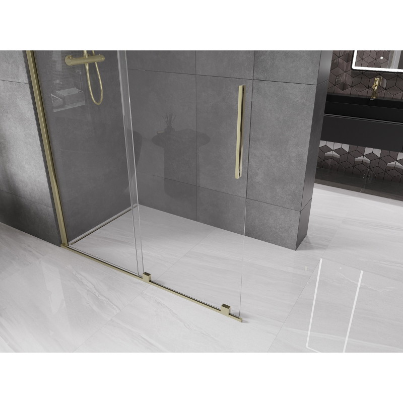Mexen Velar Sliding Shower Wall Walk-in 160 x 200 cm, Transparent 8 mm, Gold - 871-160-000-03-50