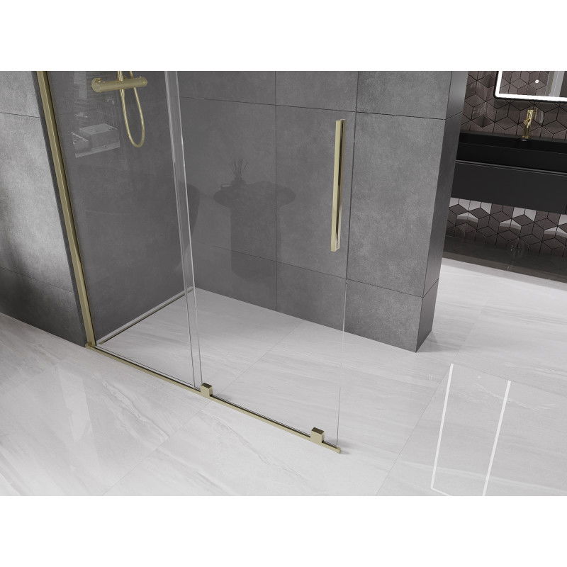 Mexen Velar sliding walk-in shower wall 160 x 200 cm, transparent 8 mm, gold - 871-160-000-03-50