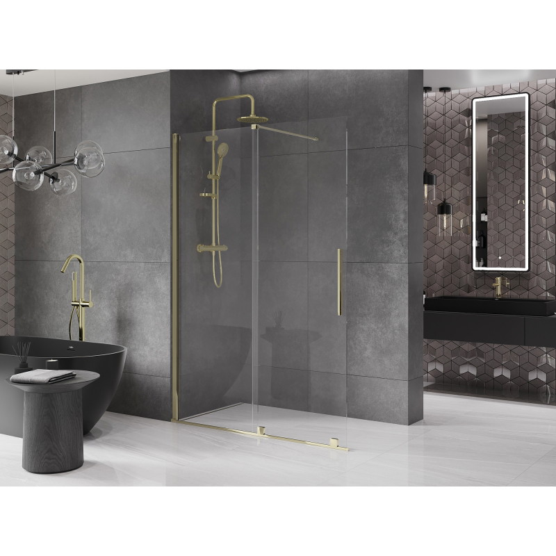 Mexen Velar Sliding Shower Wall Walk-in 160 x 200 cm, Transparent 8 mm, Gold - 871-160-000-03-50